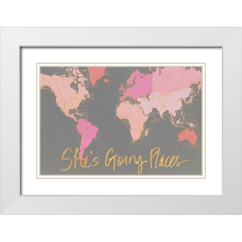 Shes Going Places White Modern Wood Framed Art Print with Double Matting by Medley, Elizabeth