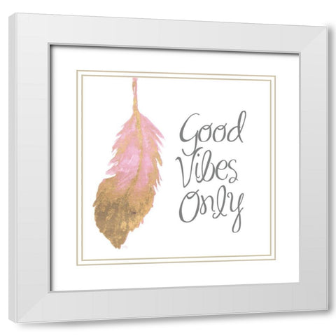 Good Vibes And Smiles II White Modern Wood Framed Art Print with Double Matting by Medley, Elizabeth