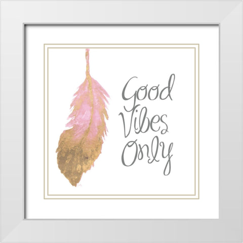 Good Vibes And Smiles II White Modern Wood Framed Art Print with Double Matting by Medley, Elizabeth