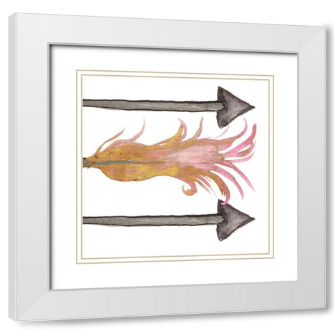 Feathers And Arrows I White Modern Wood Framed Art Print with Double Matting by Medley, Elizabeth