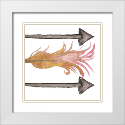 Feathers And Arrows I White Modern Wood Framed Art Print with Double Matting by Medley, Elizabeth