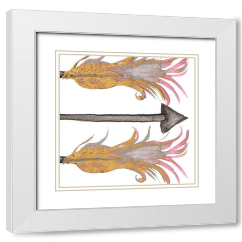 Feathers And Arrows II White Modern Wood Framed Art Print with Double Matting by Medley, Elizabeth