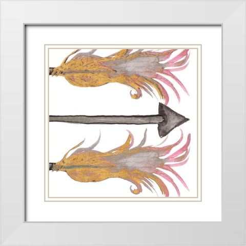 Feathers And Arrows II White Modern Wood Framed Art Print with Double Matting by Medley, Elizabeth