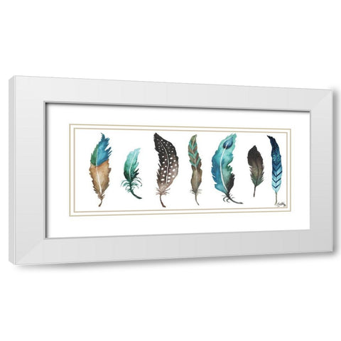 Fetching Feathers II White Modern Wood Framed Art Print with Double Matting by Medley, Elizabeth