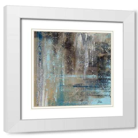 Abstract on Teal White Modern Wood Framed Art Print with Double Matting by Pinto, Patricia