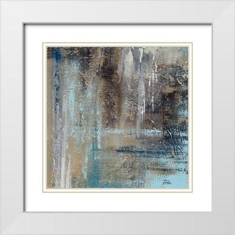 Abstract on Teal White Modern Wood Framed Art Print with Double Matting by Pinto, Patricia