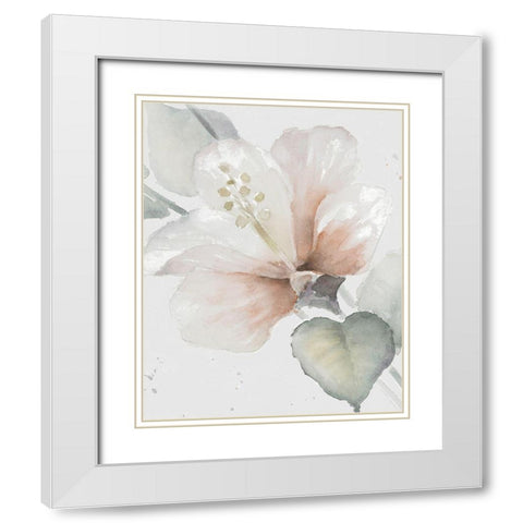 Neutral Hibiscus II White Modern Wood Framed Art Print with Double Matting by Loreth, Lanie