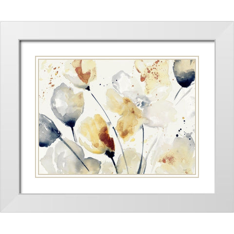 Autumn Abstract Floral White Modern Wood Framed Art Print with Double Matting by Loreth, Lanie