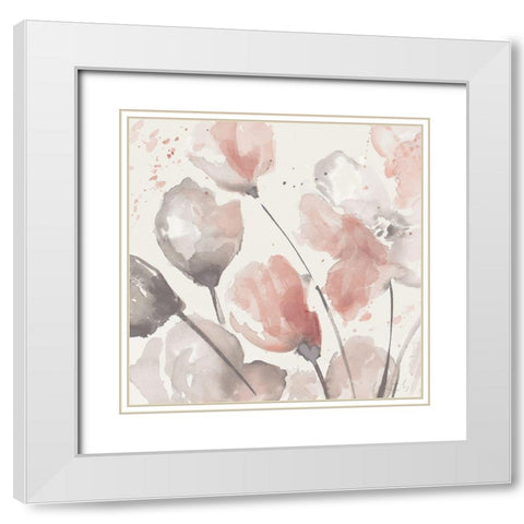 Neutral Pink Floral II White Modern Wood Framed Art Print with Double Matting by Loreth, Lanie