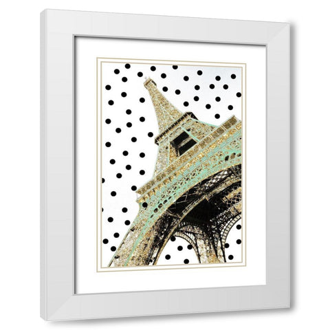 Eiffel Tower with Glitter White Modern Wood Framed Art Print with Double Matting by Navas, Emily