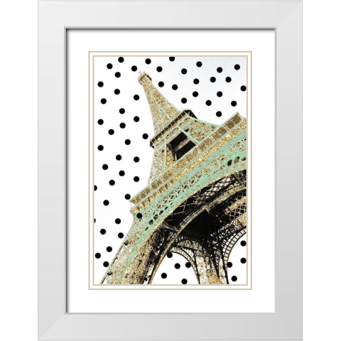 Eiffel Tower with Glitter White Modern Wood Framed Art Print with Double Matting by Navas, Emily