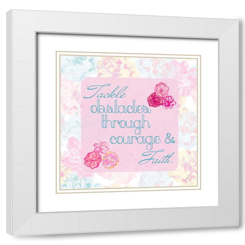 Faith and Love Floral I White Modern Wood Framed Art Print with Double Matting by James, Nola