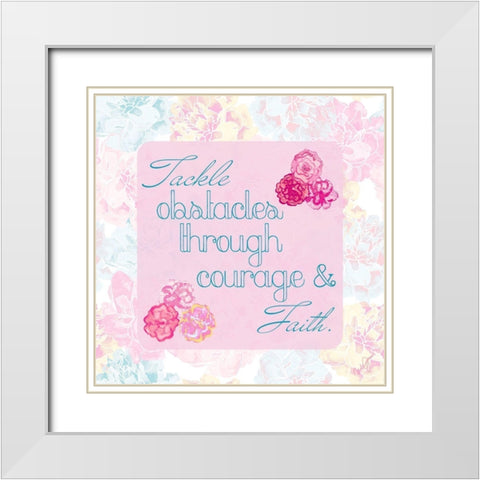 Faith and Love Floral I White Modern Wood Framed Art Print with Double Matting by James, Nola