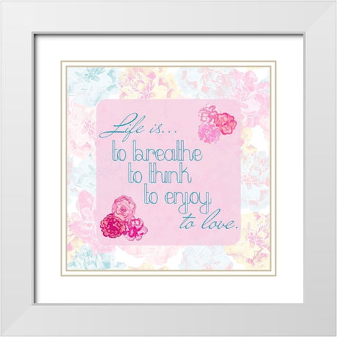 Faith and Love Floral II White Modern Wood Framed Art Print with Double Matting by James, Nola