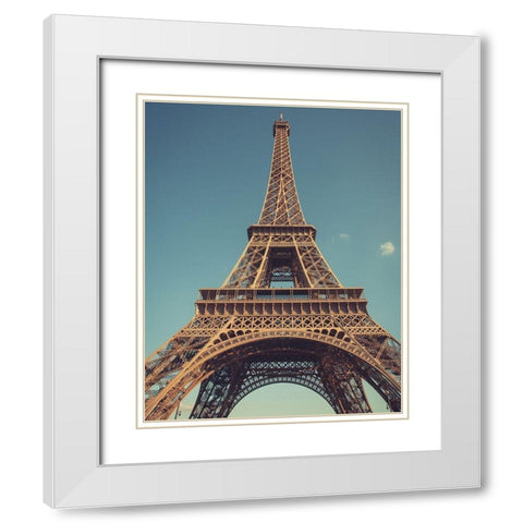 Vintage Eiffel White Modern Wood Framed Art Print with Double Matting by Navas, Emily