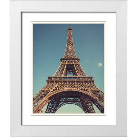 Vintage Eiffel White Modern Wood Framed Art Print with Double Matting by Navas, Emily
