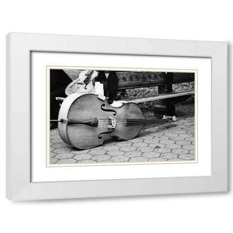 Cello White Modern Wood Framed Art Print with Double Matting by Navas, Emily