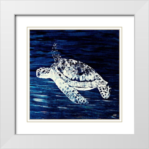 Swim Along I White Modern Wood Framed Art Print with Double Matting by DeRice, Julie