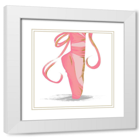 Ballet Point Shoe with Gold Accents White Modern Wood Framed Art Print with Double Matting by SD Graphics Studio