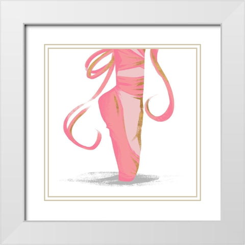 Ballet Point Shoe with Gold Accents White Modern Wood Framed Art Print with Double Matting by SD Graphics Studio