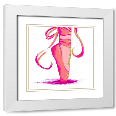 Bright Gold Ballet I White Modern Wood Framed Art Print with Double Matting by SD Graphics Studio