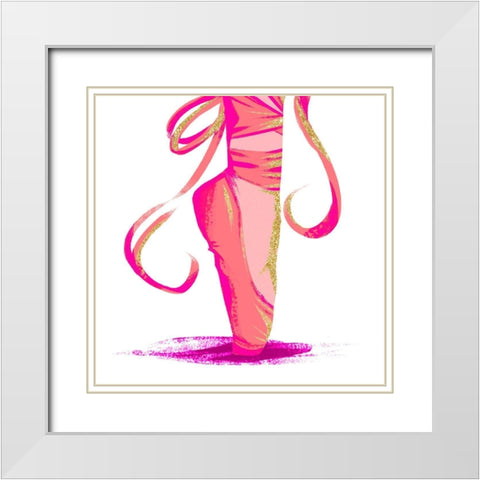 Bright Gold Ballet I White Modern Wood Framed Art Print with Double Matting by SD Graphics Studio