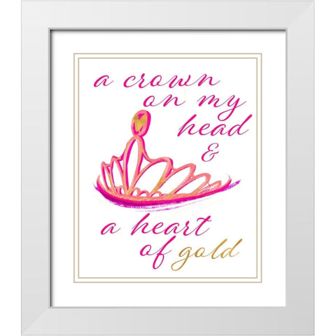 Crown And Heart White Modern Wood Framed Art Print with Double Matting by SD Graphics Studio