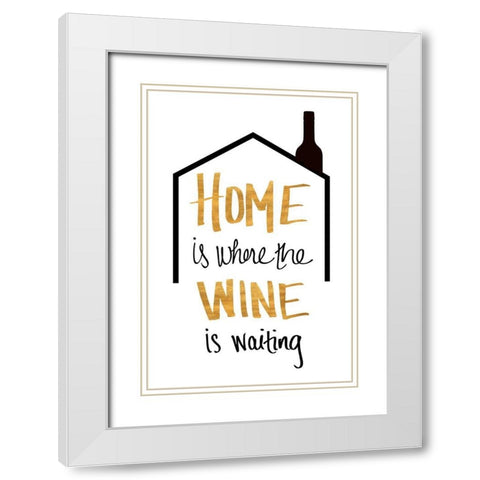 Wine is Waiting White Modern Wood Framed Art Print with Double Matting by SD Graphics Studio
