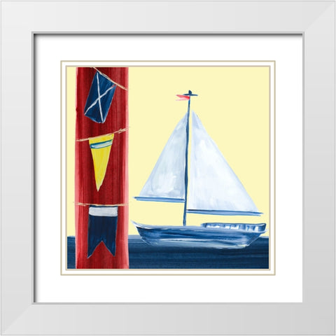 Sailboat On The Sea White Modern Wood Framed Art Print with Double Matting by DeRice, Julie
