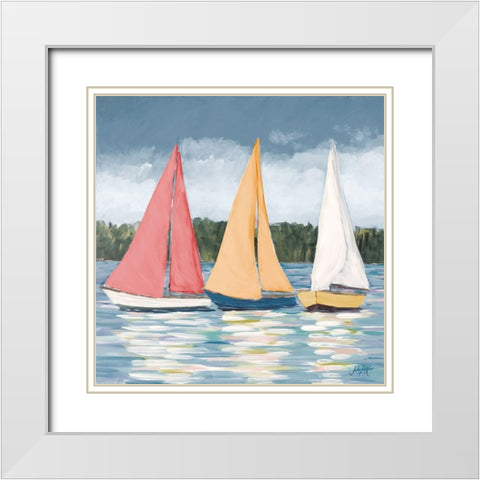 Soft Pastel Sails White Modern Wood Framed Art Print with Double Matting by DeRice, Julie