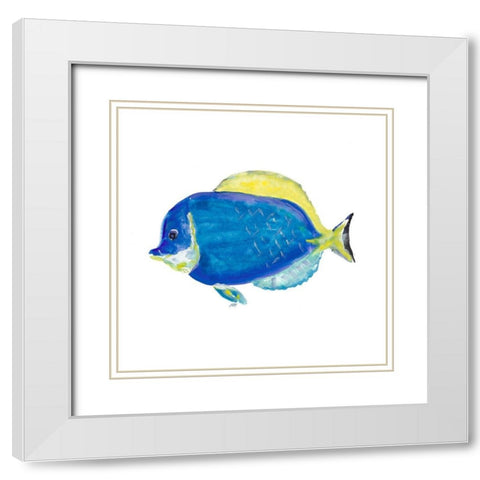 Fish I White Modern Wood Framed Art Print with Double Matting by DeRice, Julie