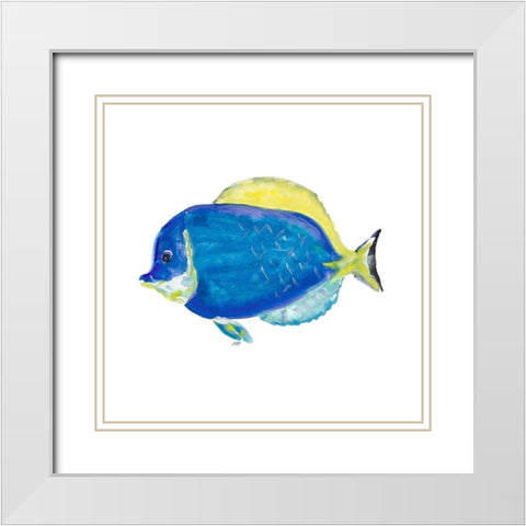 Fish I White Modern Wood Framed Art Print with Double Matting by DeRice, Julie