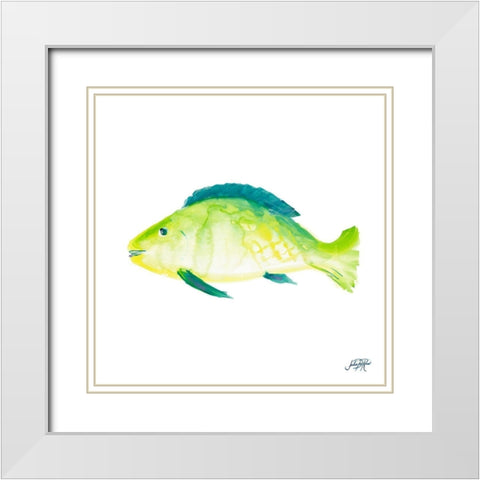 Fish II White Modern Wood Framed Art Print with Double Matting by DeRice, Julie