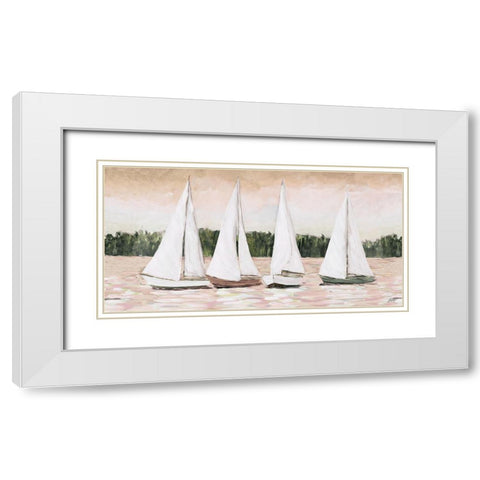 Great Sails At Sunset White Modern Wood Framed Art Print with Double Matting by DeRice, Julie