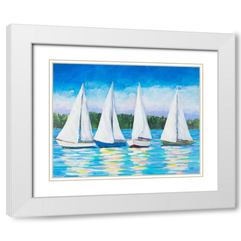 Great Sails I White Modern Wood Framed Art Print with Double Matting by DeRice, Julie