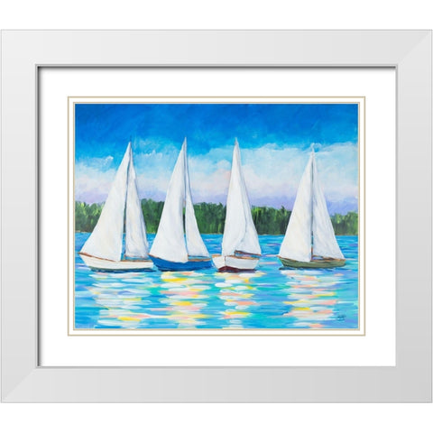Great Sails I White Modern Wood Framed Art Print with Double Matting by DeRice, Julie