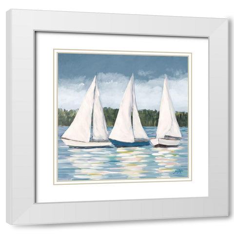 Soft Sail I White Modern Wood Framed Art Print with Double Matting by DeRice, Julie
