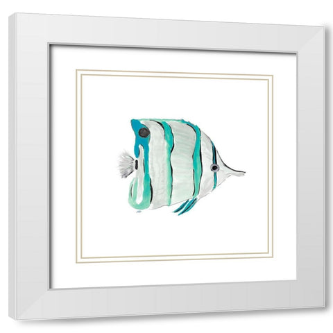 Seafoam Fish I White Modern Wood Framed Art Print with Double Matting by DeRice, Julie
