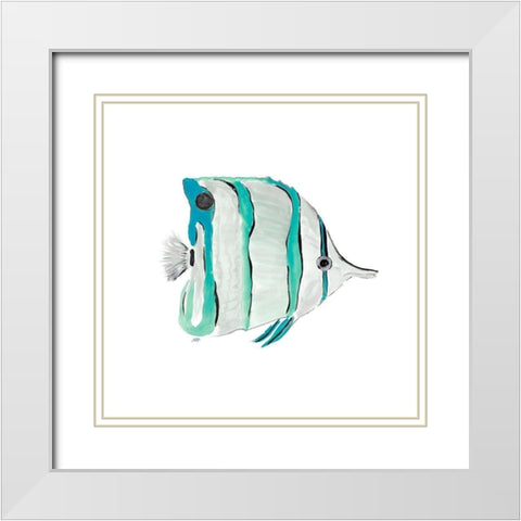 Seafoam Fish I White Modern Wood Framed Art Print with Double Matting by DeRice, Julie