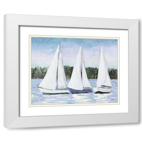 White Sails White Modern Wood Framed Art Print with Double Matting by DeRice, Julie
