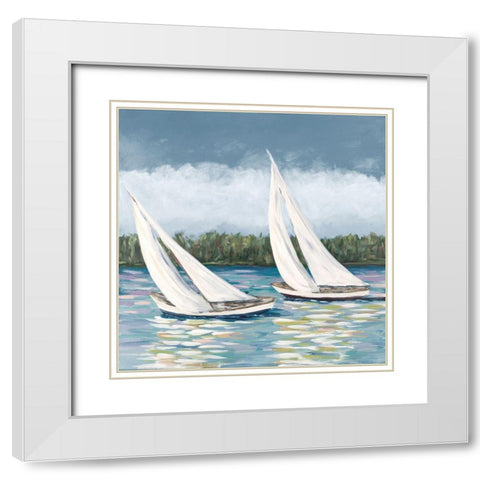 Soft Sails II White Modern Wood Framed Art Print with Double Matting by DeRice, Julie