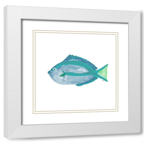 Seafoam Fish II White Modern Wood Framed Art Print with Double Matting by DeRice, Julie
