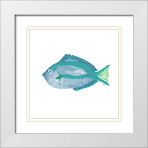 Seafoam Fish II White Modern Wood Framed Art Print with Double Matting by DeRice, Julie