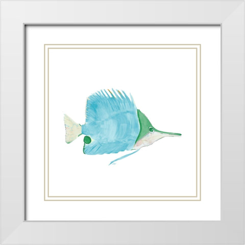 Seafoam Fish III White Modern Wood Framed Art Print with Double Matting by DeRice, Julie