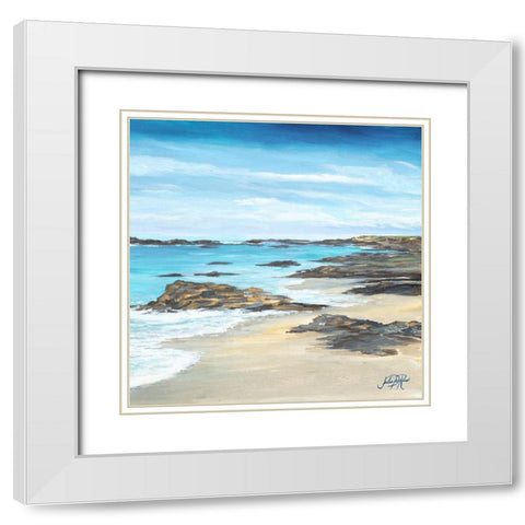 Rocky Shore II White Modern Wood Framed Art Print with Double Matting by DeRice, Julie