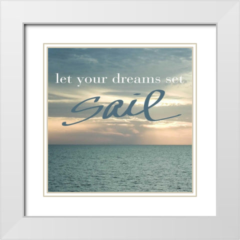 Dreams Ocean I White Modern Wood Framed Art Print with Double Matting by Acosta