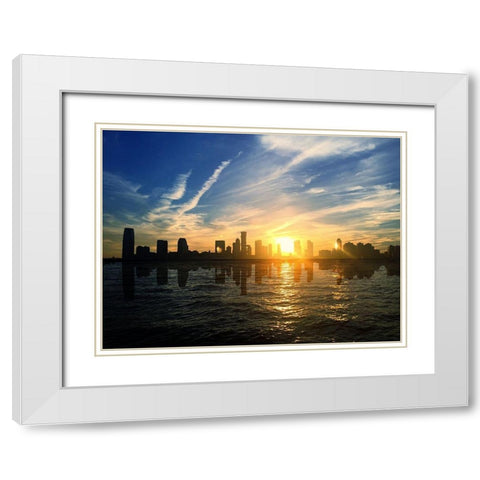 Sailing Views of NY White Modern Wood Framed Art Print with Double Matting by Acosta