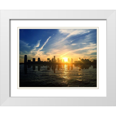 Sailing Views of NY White Modern Wood Framed Art Print with Double Matting by Acosta