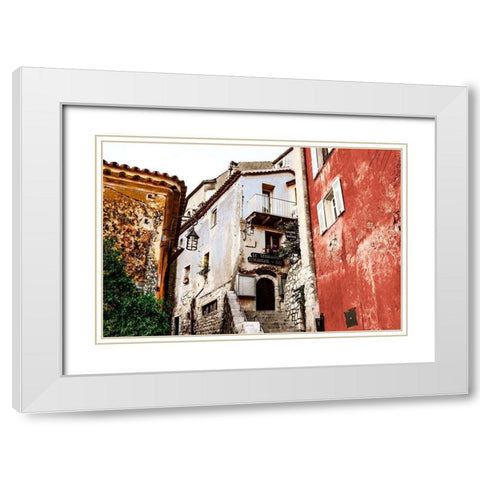 Corner Townhouse White Modern Wood Framed Art Print with Double Matting by Acosta