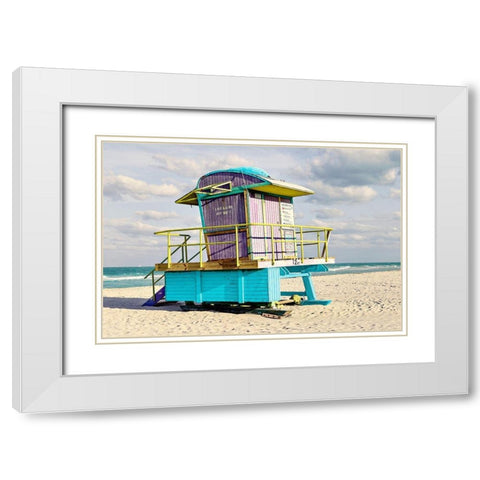 12th Street Lifeguard White Modern Wood Framed Art Print with Double Matting by Lake, Shelley